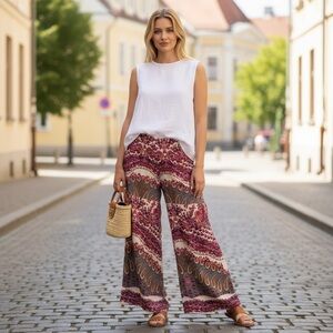 Earthbound Trading Company Paisley Printed Wide Leg Pants size XL